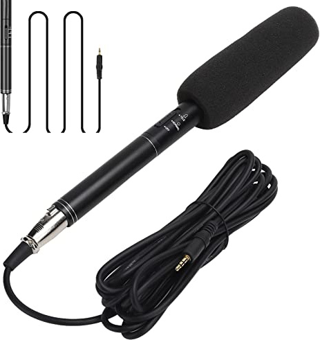 SIXRUN Condensatore Microfono Microfono Direzionale per Registrazioni in Studio Intervista con Connettore XLR per Telecamera Laptop TV Produzione (28 cm)
