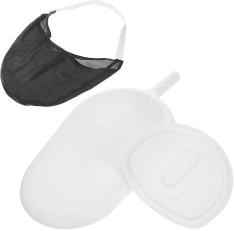TOBBOMEY Padella per Anziani Disabili Coperchio Padella da Letto Portatile in Plastica Bianca Manico Ergonomico Contenitore per Urina Facile da Pulire per Uso Domestico e Ospedaliero