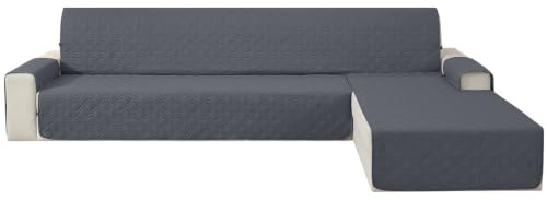 YSTELLAA Sofabezug L Form 4 Sitzer Wasserdicht, Sofa Cover L Shape Mit Armlehne rutschfest, Sofabezug Ecksofa Rechts/Links Universal, Eckbank Bezug Für Hund Katze Waschbar, Dunkelgrau