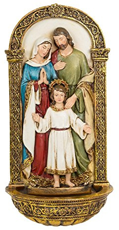 Joseph's Studio Holy Family Water Font – Renaissance Collection, 7.75”H – Catholic Home Décor, Religious Gift for Sacraments, Holidays & Inspiration