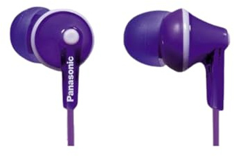 Panasonic RP-HJE125E-V Auriculares Botón con Cable, In-Ear, Sonido Estéreo para Móvil, MP3/MP4 , Diseño de Ajuste Cómodo, Imán Neodimio 9 mm, Violeta