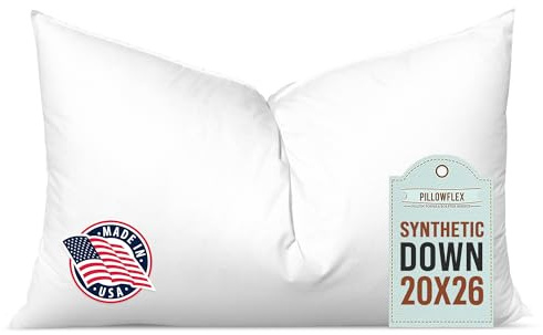 Pillowflex Synthetisches Daunenkissen-Einsatz – 50,8 x 66 cm Daunen-Alternativkissen, ultraweiches Körperkissen, großes Standard-Körperbett-Schlafkissen – 1 dekorative Kissenform