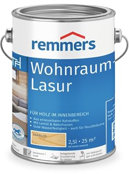 Remmers Spar-Set 2x Wohnraum-Lasur farblos, 2,5 Liter, Holzlasur innen, für Möbel, Böden, Innentüren und Treppen geeignet, mit Abperleffekt