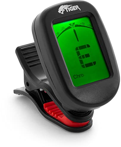 TIGER CT-99 Chromatic Clip-On Tuner for Electric, Acoustic, Bass Guitar, Ukulele, Violin, Banjo - Black