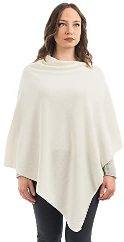 DALLE PIANE CASHMERE - Poncho en cachemire mélange - Made in Italy - Femme, Couleur: Blanc, Taille unique