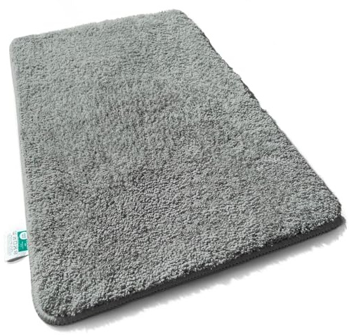 casa pura Badematte grau weicher, Flauschiger Badezimmerteppich in Shaggy Optik, Badvorleger rutschfest waschbar - Duschvorleger, Teppich Fußmatte für Badezimmer, Dusche 60x100 cm, Sky Soft