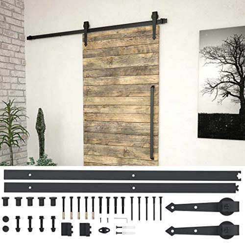 vidaXL Schiebetürbeschlag-Set 183 cm Stahl Schwarz