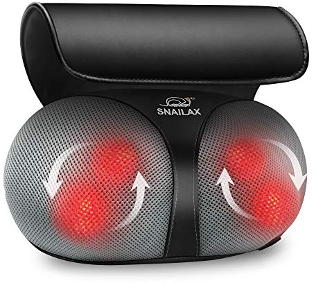 Snailax Massagekissen mit Wärmefunktion, Shiatsu Massagegerät für Nacken, Schulter, Rücken, Nackenmassagegerät mit 3D-Rotierenden Massageköpfen für Zuhause/Büro, Geschenke für Männer/Frauen