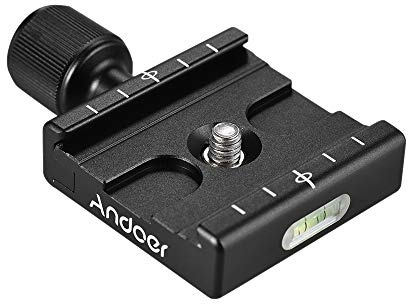 Andoer QR-50 Quick Release Plate Clamp Adapter with Built-in Bubble Level for Arca Swiss RRS Wimberley Tripod Ball Head
