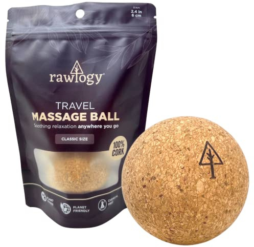 Rawlogy Travel Cork Massage Ball | Lightweight, Sustainable Alternative to Lacrosse Ball for Muscle Pain Relief (2.5 Inch (Pack of 1), Sanded Cork)