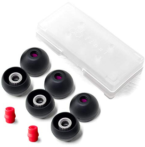 Final Audio Ohrstöpsel-Set Typ E, mit Hülle und Düsenadapter, passend für 1More, AKG, Audio-Technica, Beats by Dre, Campfire Audio, Empire Ears, Shure, Sony, Westone, Schwarz Rot X-Large + Schwarz/Rot