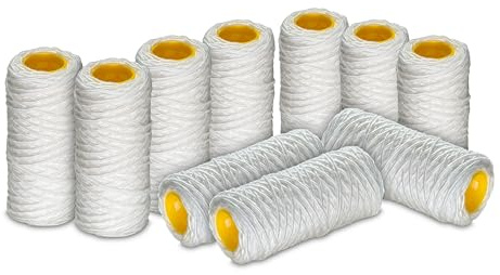 WK - Cartuccia Filtrante per Filtro Acqua in Filo Avvolto, 10 Pezzi da 5 Pollici con Permeabilità 50 Micron, Pratica Modalità di Usa e Getta