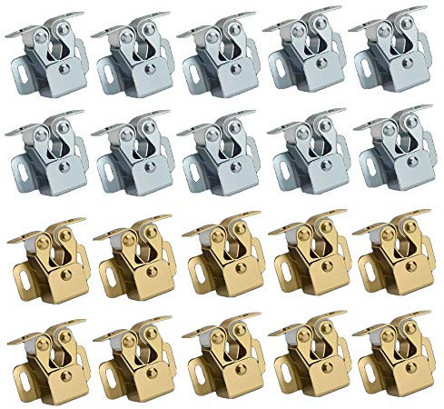 20 Stück Doppelrollen-Türschlösser, Möbelschnäpper verstellbar, Doppel-Rollenschnäpper, Kleiderschrank Tür Latch Fang Set, Stahl Doppelrolle Tür Schnäpper, Türschnäpper für Küche Schranktüren Schränke