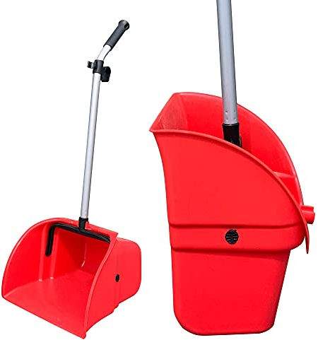 Long Handled Dustpan, 92cm Red Outdoor Dustpan with Large Garden Scoop and Durable Metal Handle for Gardens, Yards and Outside Use