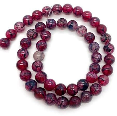 Natürliche Achat Steinperlen Schwarzer Faden Drachenmuster Exquisite Schmuckperlen DIY Herstellung Halskette Armband Zubehör Zubehör-A,8mm-50St