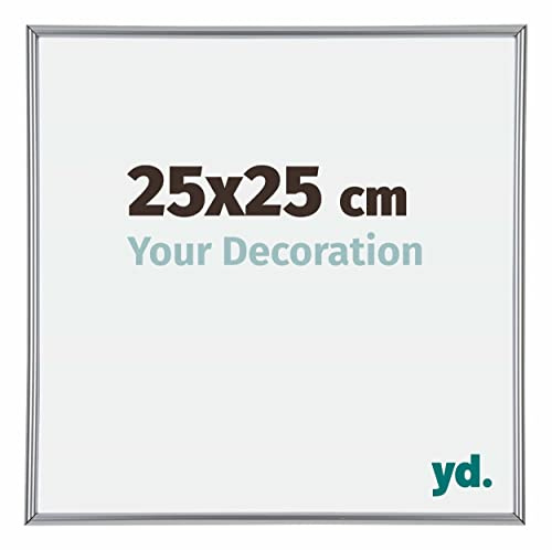 yd. Your Decoration - Cadre Photo 25x25 cm - Argent Brillant - Cadre Photo en Plastique Avec Verre acrylique - Anti-Reflet - Cadre 25x25 - Annecy