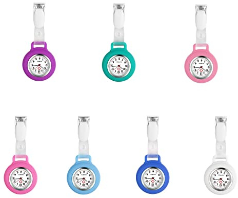 Avaner Krankenschwesteruhr Silikon Schwesternuhr mit Clip: Taschenuhr Krankenschwester Schwesteruhr Pflegeruhr Ansteckuhr FOB Analog Quarzwerk Uhr für Arzt Doktor Krankenschwester Damen Herren