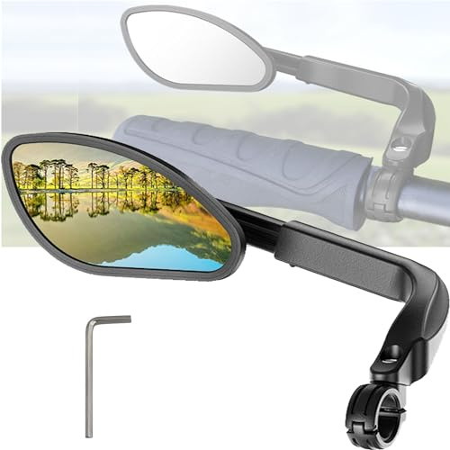 YUEMING Espejo Retrovisor de Bicicleta, HD 360° Espejo de Rotación, Espejo Retrovisor de acero inoxidable para Montar en Bicicleta para Manillar de 20-24 mm Bicicleta, Izquierda