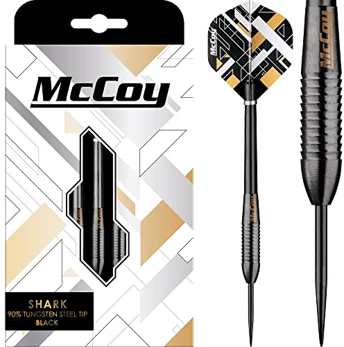 McCoy Darts D6059 Shark Black | Premium 90% Wolframstahl Spitze Dartpfeile Set | 22g