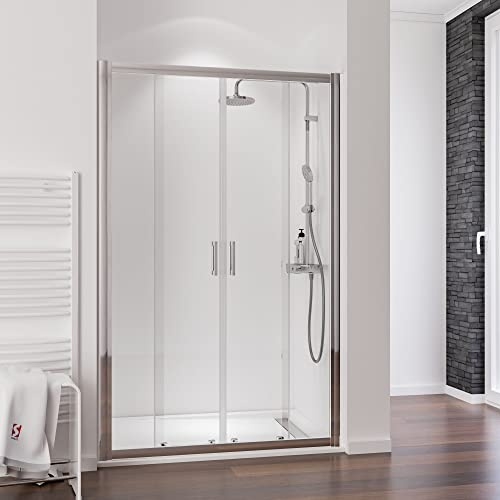 Schulte porte de douche coulissante 4 éléments, 180 x 200 aspect chromé