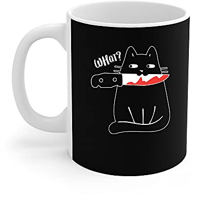 456 Tazze Gatto Cosa, Divertente Gatto Nero, Gatto Omicida Con Coltello Ceramica Tazzine Da Caffè Multicolore Tazza Da Caffe Per Festa Festa Della Mamma Ufficio 330Ml