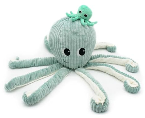 Les PTIPOTOS by Les DEGLINGOS - Peluche Maman Bebe - Toute Douce - Cadeau Naissance - FILOU LA Pieuvre Maman & Bebe - 45CM - Menthe