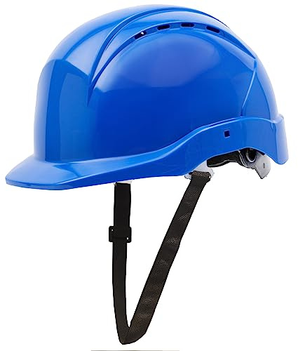 GUARD 5 - Bauhelm mit Drehradsystem für stufenweise Größenregulierung - DIN EN 397 - Verstellbarer Kinnriemen für optimalen Sitz, 6-Punkt-Gurtband - Baustellenhelm