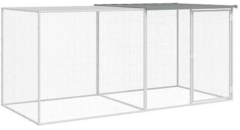 vidaXL Hühnerkäfig, Hühnerstall mit Dach, Geflügelstall für Hühner Henne Kleintiere, Hühnerhaus Kleintierstall Kleintierkäfig, Hellgrau Verzinkter Stahl