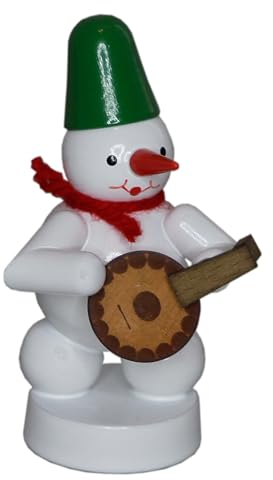 Rudolphs Schatzkiste Miniaturfigur Schneemann Musikant mit Laute bunt BxHxT 4,4x7,8x4,5cm NEU Holzminiaturen Blumenkinder Miniaturfiguren Figuren Seiffen Frühling Erzgebirge Holzfigur Weihnachten