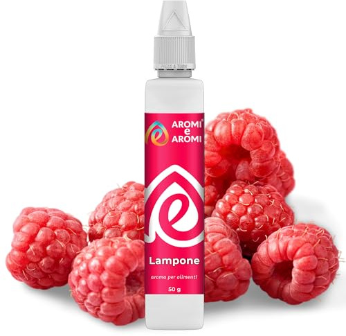 AROMI E AROMI | Aroma Lampone - Aroma Alimentare in Gocce per Dolci, Bevande e Yogurt | Prodotto Vegano e Zero Calorie | Prodotto Italiano | (50ml)