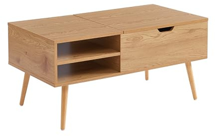 Table Basse Florence Effet chêne foncé Plateau relevable 96cm