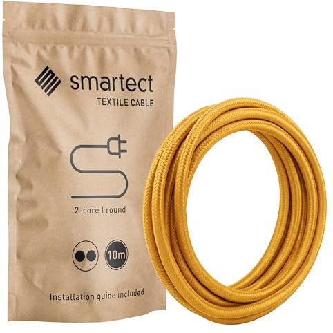 smartect Cable Textil 2 Hilos (2 x 0.75 mm²) en Oro, 10 Metros