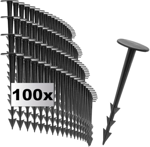 COM-FOUR® 100x fäststift för marken, markankare av plast, fästkrokar