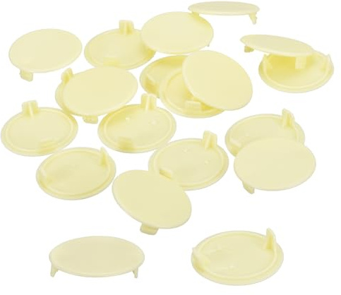 sourcing map 50Pcs Hinge Hole Covers, 35mm(1 3/8) Dia Plastic Concealed Hole Cover Round Flush Type Caps for Furniture Cabinet Cupboard, Cream Color