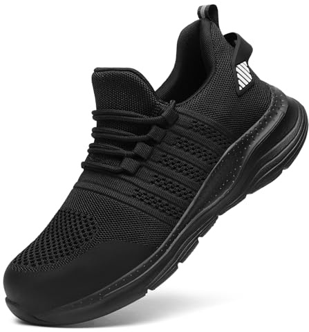 Safety Trainers Men Steel Toe Cap Trainers Work Safety Shoe, Black 12