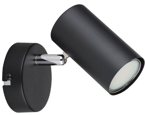 Wandleuchte schwenkbar Wandspot schwarz Wandlampe Wohnzimmer, Metall Chrom, 1x GU10 Fassung, LxBxH 12x8x10 cm