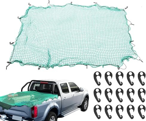 Net Di Carico Di Sicurezza - Reti Di Carico per Il Pick-up | Camion Letto Mesh Net | 15 Gancio | 2MX Sicurezza per Camionisti | Accessori Auto con Corda Elastica