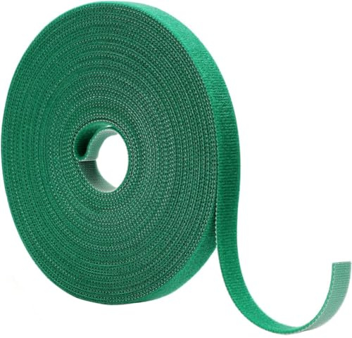 PINEPAN Cinta de jardín para plantas, cinta autoadhesiva, cinta de velcro para jardín, tiras ajustables, para plantas, soporte para tubos, cinta adhesiva para jardinería, color verde, 25 m