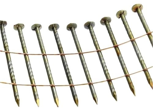 Clous droits for bardage, bobine de fil de fer assemblé de 70 mm, clous à tête ronde à 15 degrés for le bricolage industriel, 250 pièces