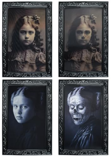 TAIYOU 2 imágenes de Halloween, decoración de pared, retratos de terror 3D, marco de fotos de terror, cambio facial en diferentes ángulos para