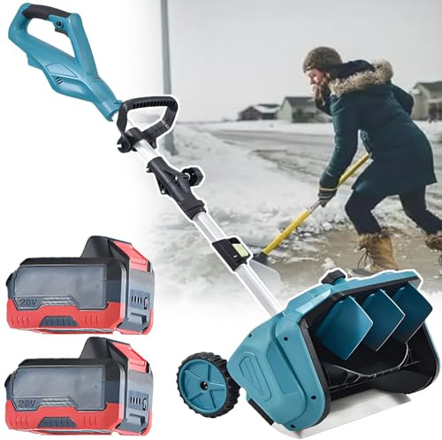 smafoseedding Spazzaneve Elettrici Potenziati - Spazzaneve Pieghevole Senza Fili - Pala da Neve Senza Spazzole da 1000 W, Regolazione 110-130 Cm, Larghezza di Rimozione della Neve 40,7 Cm 2batteries