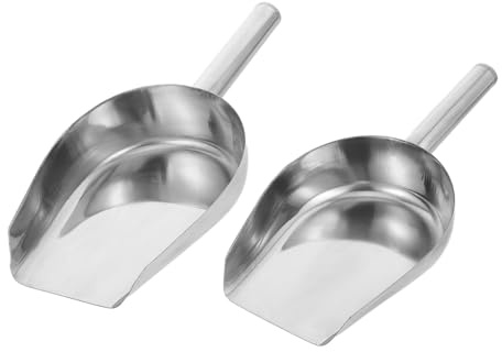 Lurrose 2Pcs Stainless Steel Ice Scoop and Kitchen Flour Shovel Compact Multi-use Shovels for Beans Nuts Ice Cubes and Dry Food Handling Space-Saving Lightweight Design for Home Cooking