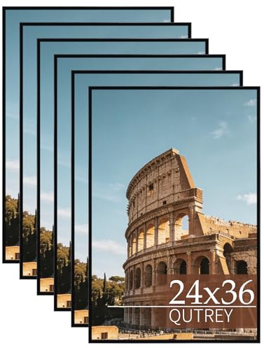 QUTREY 24x36 Poster Frames 6 Packs, Black Frames 24x36 for Wall Gallery, Display 24 by 36 Posters, Photos & Art Prints Vertically or Horizontally