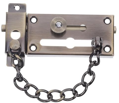 Gatuida Cerradura de cadena para puerta interior: sistema de pestillo a presión estilo vintage - Limitador de cadena deslizante para ventanas, dormitorios y seguridad de habitaciones interiores.