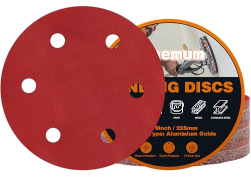 pihemum 30 Pièces Disque Poncage 225 mm Grain 400 Disque Abrasif 225 mm 6 Trous pour Ponceuse Girafe