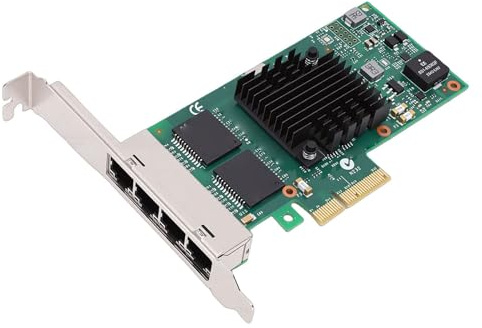 Decumeby Tarjeta de Red Gigabit 1G, Adaptador Ethernet PCI Express 2.0 X4 con Chip 82580, Controlador LAN RJ45 con Soporte para Escritorio