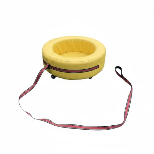 Guohetuk Kinder Trainingsroller Ziehwagen Mitfahrgerät Kindermobil mit Stabilem Holzrahmen Und Gepolsterter Sitzfläche für Sporttage Teamaktivitäten Sozialtraining, Gelb