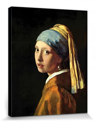 1art1 Johannes Vermeer Poster Das Mädchen Mit Dem Perlenohrring, 1665 Bilder Leinwand-Bild Auf Keilrahmen | XXL-Wandbild Poster Kunstdruck Als Leinwandbild 50x40 cm