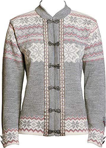 Norlender Norwegian 100% Wool Voss Cardigan Sweater w/Free 100% Wool Ski Cap (Grey, Large)