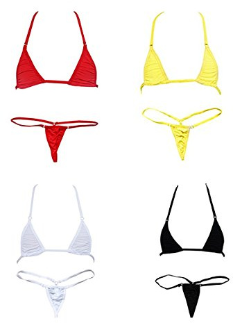 ADESUGATA Sexy Woman -Bikini Small Top and Sexy G-String Set-Tie Side Thong Bikini Small Top Mini Micro Bottom (4 Sets)